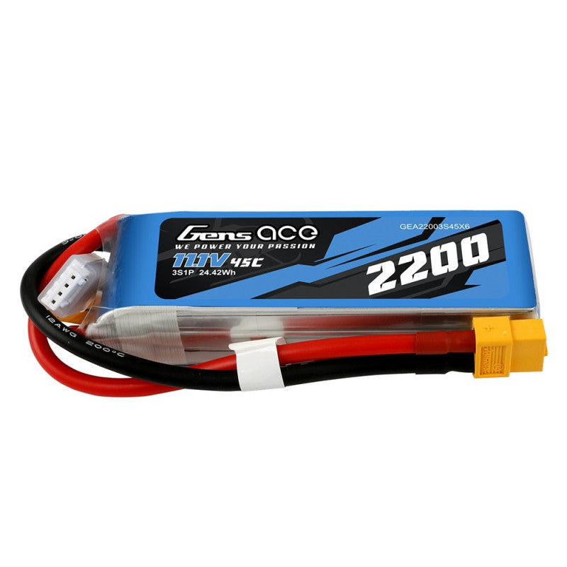 Gens Ace 2200MAH 45c 3S 11.1V LiPo RC Soft Pack Battery with Deans Plug (Copy)