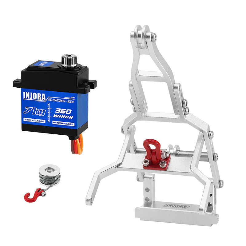 INJORA Tow Truck Crane Kit &amp; INJS2065-360 Winch Servo For 1/18 Traxxas TRX4M