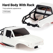 INJORA IR60 Pickup Hard Body with Bed Rack for 1/18 Traxxas TRX4M Defender Bronco (Black)