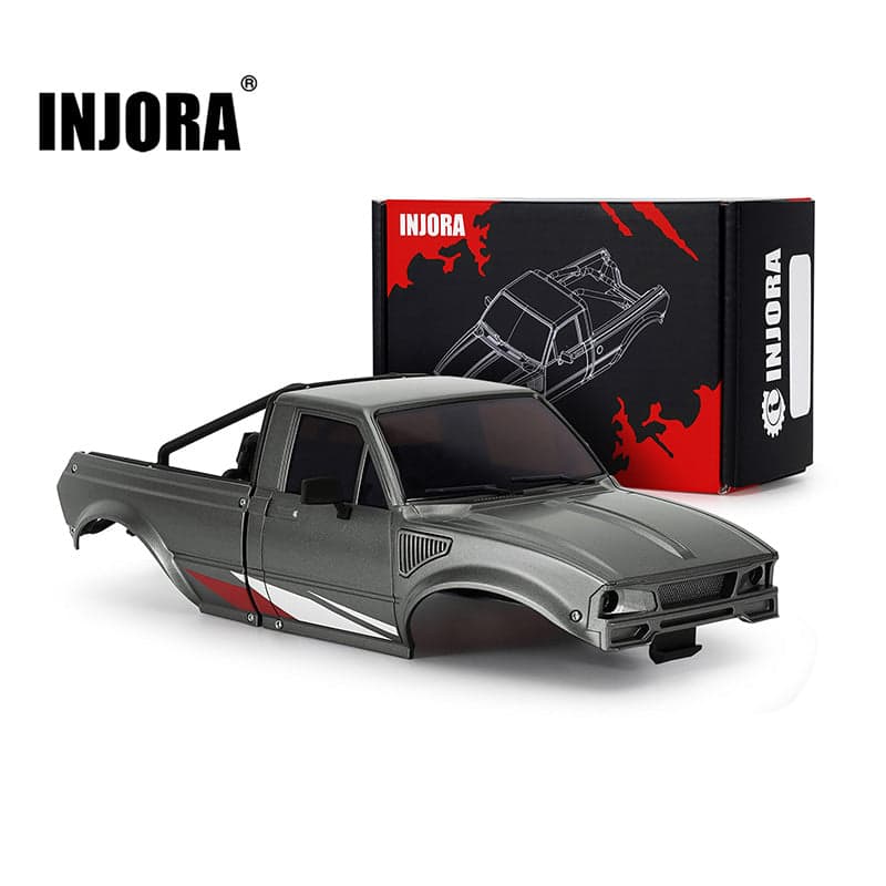 INJORA IR60 Pickup Hard Body with Bed Rack for 1/18 TRX4M Defender Bronco (Grey)