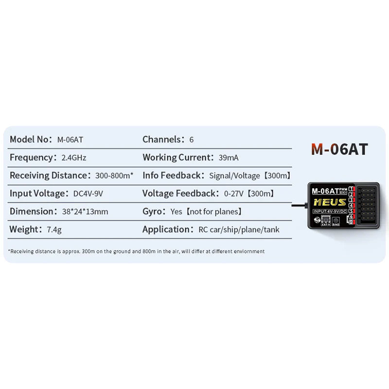 MEUS Racing ME-6AT RC Transmitter 6CH 2.4GHz & Receiver