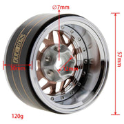 MEUS Racing Brass + Aluminum 1.9-Inch Beadlock Rims with Double Wheel Support (Silver)