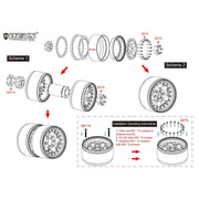 MEUS Racing Brass + Aluminum 1.9-Inch Beadlock Rims with Double Wheel Support (Coffee)
