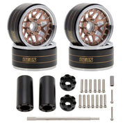 MEUS Racing Brass + Aluminum 1.9-Inch Beadlock Rims with Double Wheel Support (Coffee)