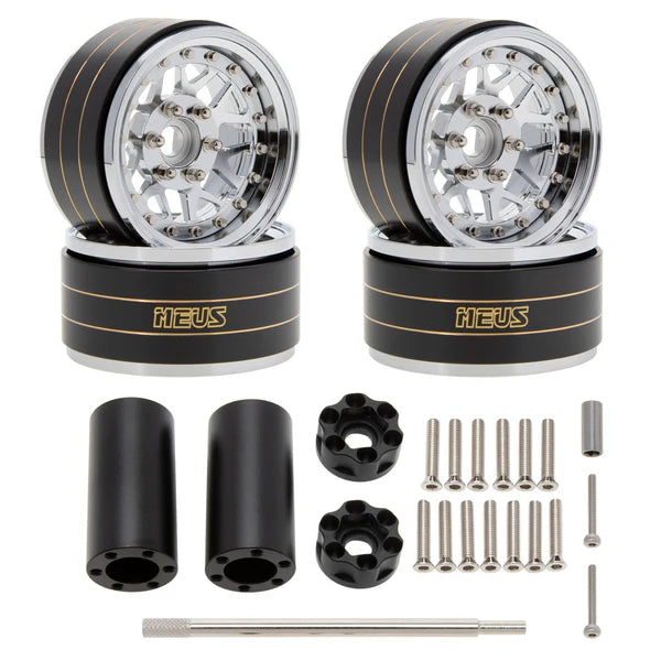 MEUS Racing Brass + Aluminum 1.9-Inch Beadlock Rims with Double Wheel Support (Titanium)