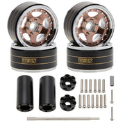 MEUS Racing Brass + Aluminum 1.9-Inch Beadlock Rims with Double Wheel Support (Coffee)
