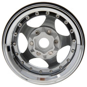 MEUS Racing Brass + Aluminum 1.9-Inch Beadlock Rims with Double Wheel Support (Silver)