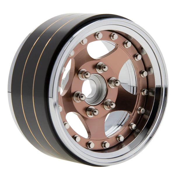 MEUS Racing Brass + Aluminum 1.9-Inch Beadlock Rims with Double Wheel Support (Coffee)