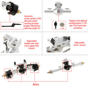 MEUS Racing Isokinetic 3-Section CVD Front & Rear Axles Max Steering Angle 52° Wider+5MM for Axial SCX24 Deadbolt C10 JLU Gladiator