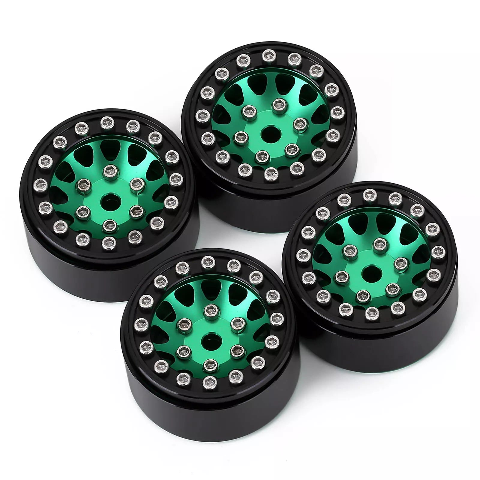1.9" Green Alloy Beadlock Wheels (4)