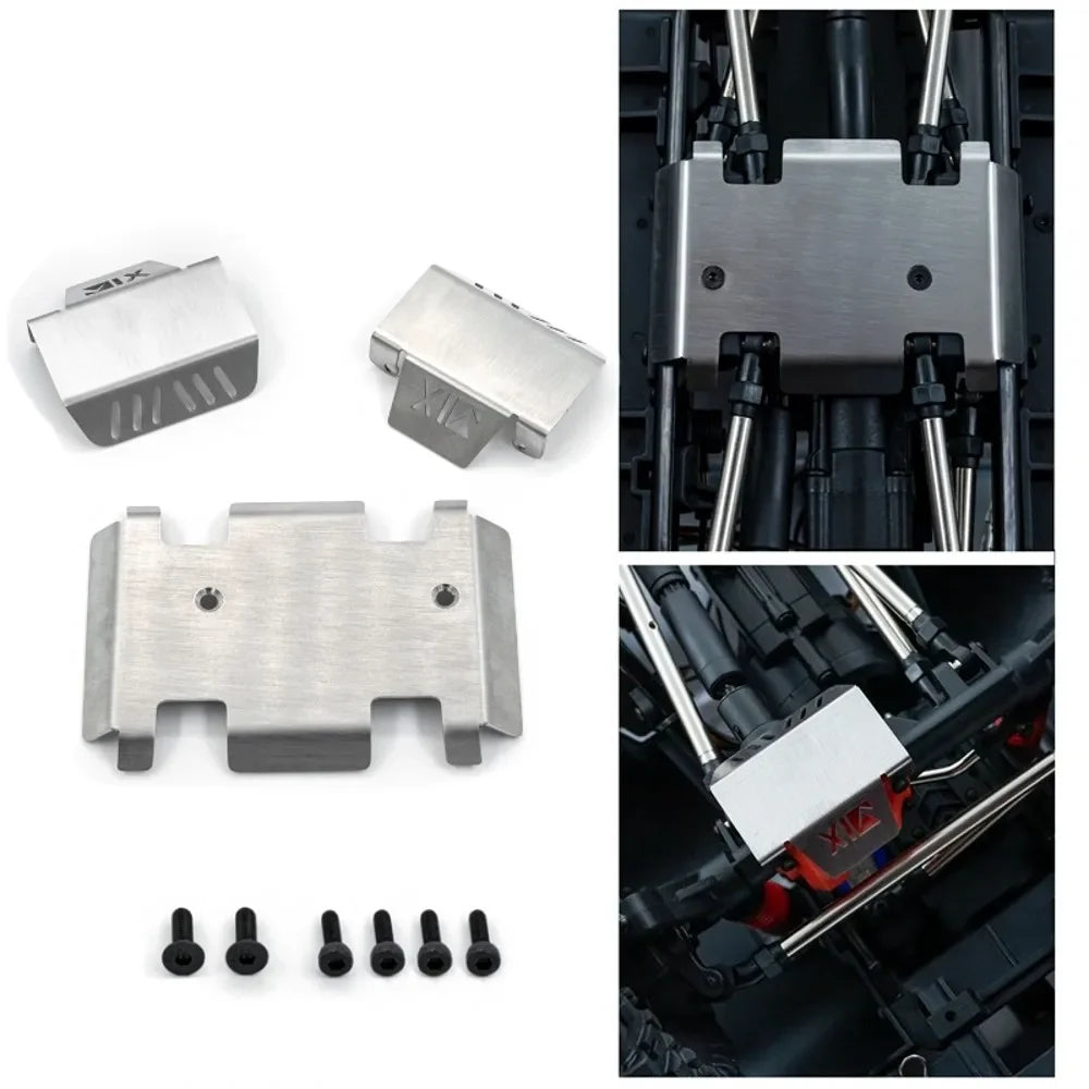 Stainless Steel Chassis Armor Axle Protector Skid Plate For RGT EX86190 EX 86190 LC76 1/10 RC Crawler Car