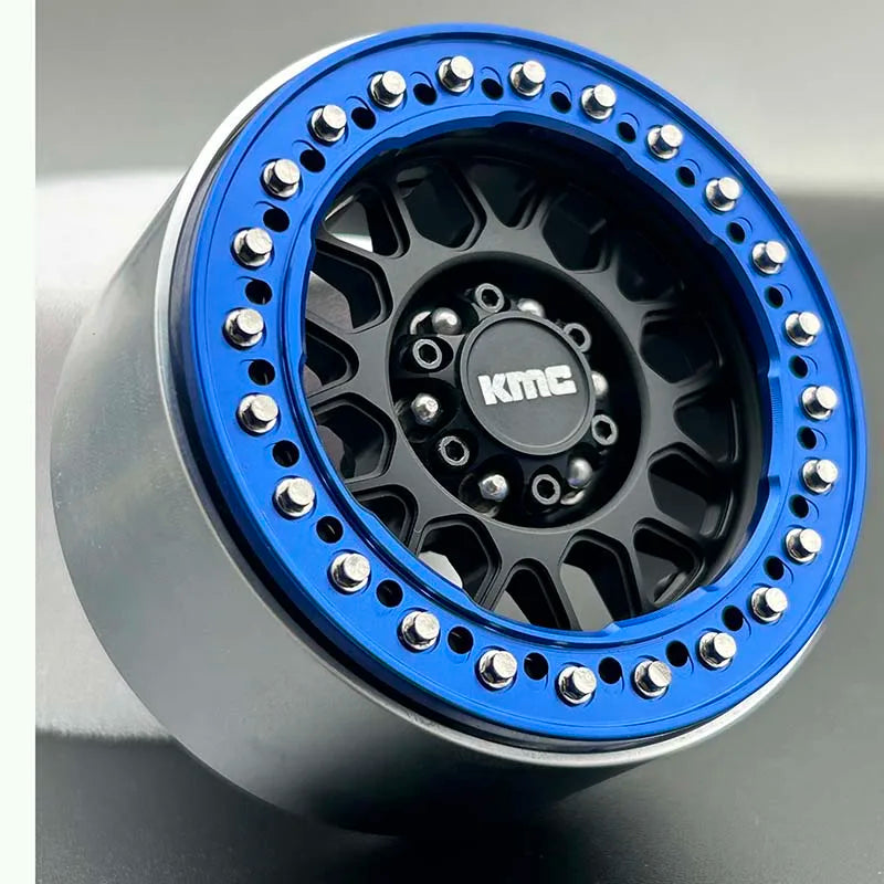 KMC 2.2" Beadlock CNC Rims (Blue on Black) (4pc)