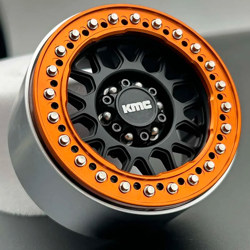 KMC 2.2" Beadlock CNC Rims (Orange on Black) (4pc) )