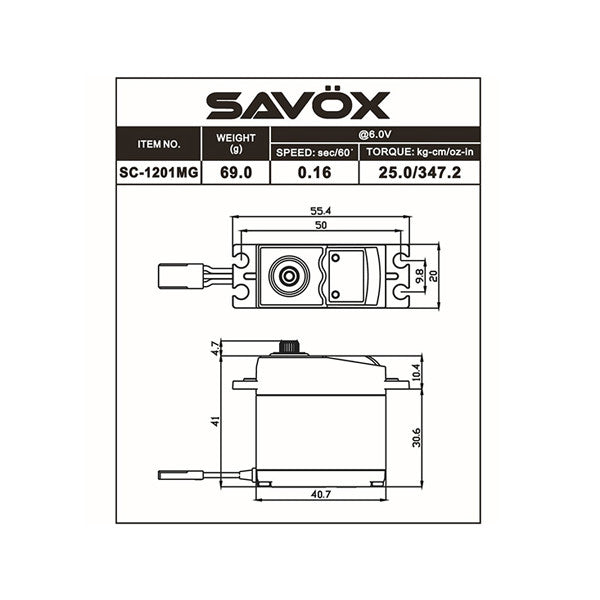 Savox SC-1201MG Tall Digital Steel Gear 25Kg Servo