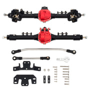 Meus Racing Metal Large Steering Integrated Straight Front and Rear Axles for Axial SCX10, SCX10ii (Black)