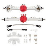 Meus Racing Metal Large Steering Integrated Straight Front and Rear Axles for Axial SCX10, SCX10ii (Silver)