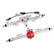 Meus Racing Metal Large Steering Integrated Straight Front and Rear Axles for Axial SCX10, SCX10ii (Silver)