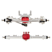 Meus Racing Metal Large Steering Integrated Straight Front and Rear Axles for Axial SCX10, SCX10ii (Silver)