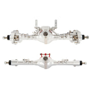 Meus Racing Metal Large Steering Integrated Straight Front and Rear Axles for Axial SCX10, SCX10ii (Silver)