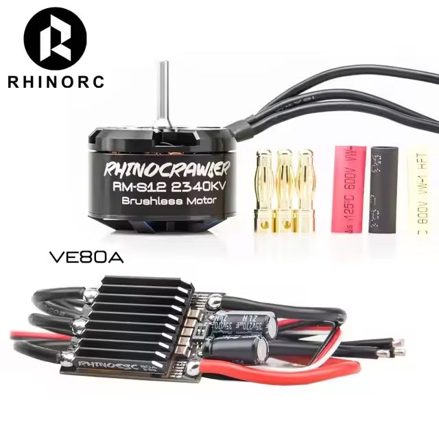 RHINO ESC Crawler 80A brushless + 2340KV Motor Power system AM32 for 1/10 TRX4 SCX10 MOA Shafty Truck