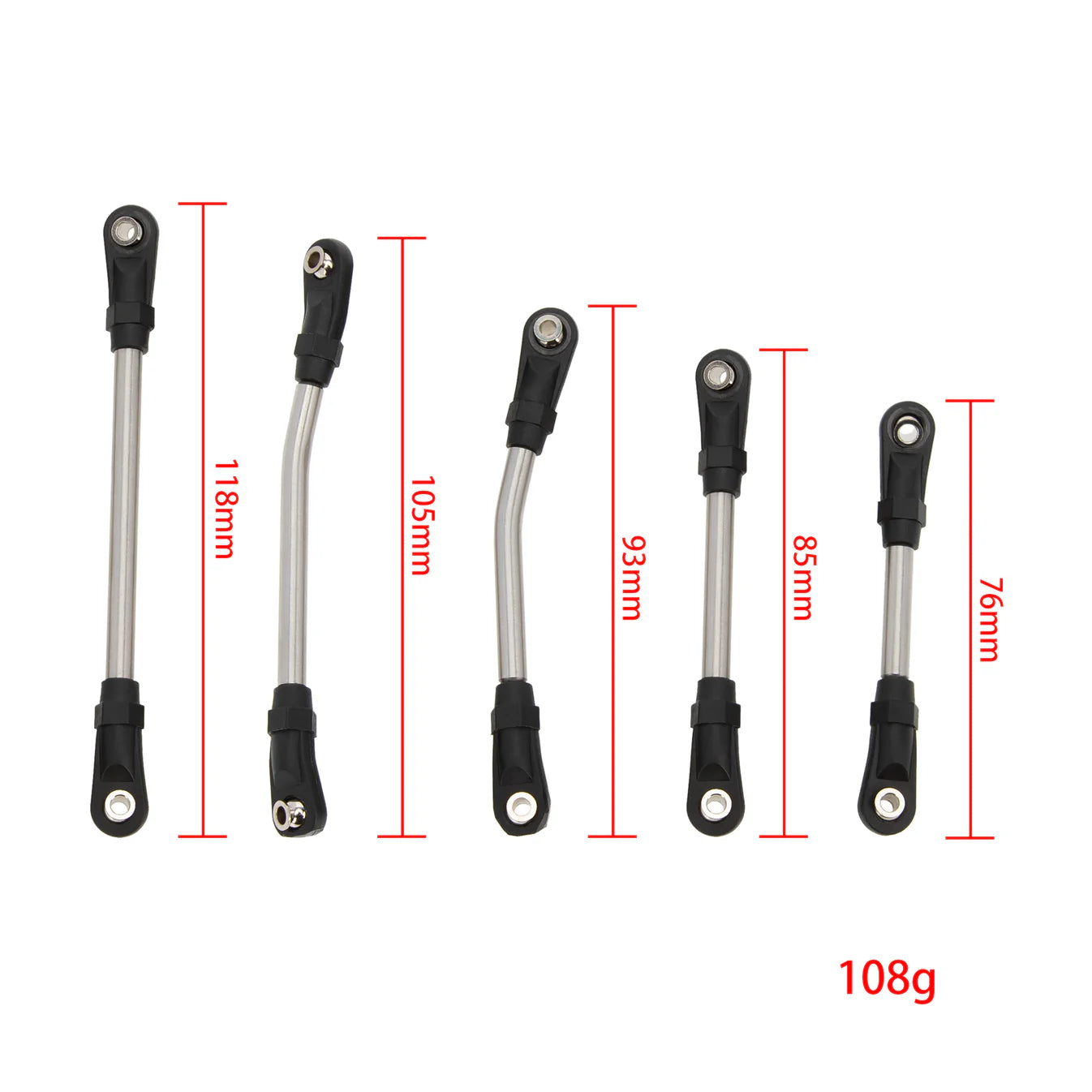 MEUS RACING Stainless Steel Links 5mm Thicker Bedding Rod Linkage Chassis Links Plastic Rod End for AXIAL UTB18 Capra Trail Buggy
