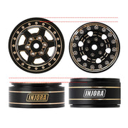 INJORA 1.0 Plus 6-Spoke Brass Beadlock Wheels 42g/pcs offset -3.75mm for 1/18 1/24 RC Crawler (4) (W1102)
