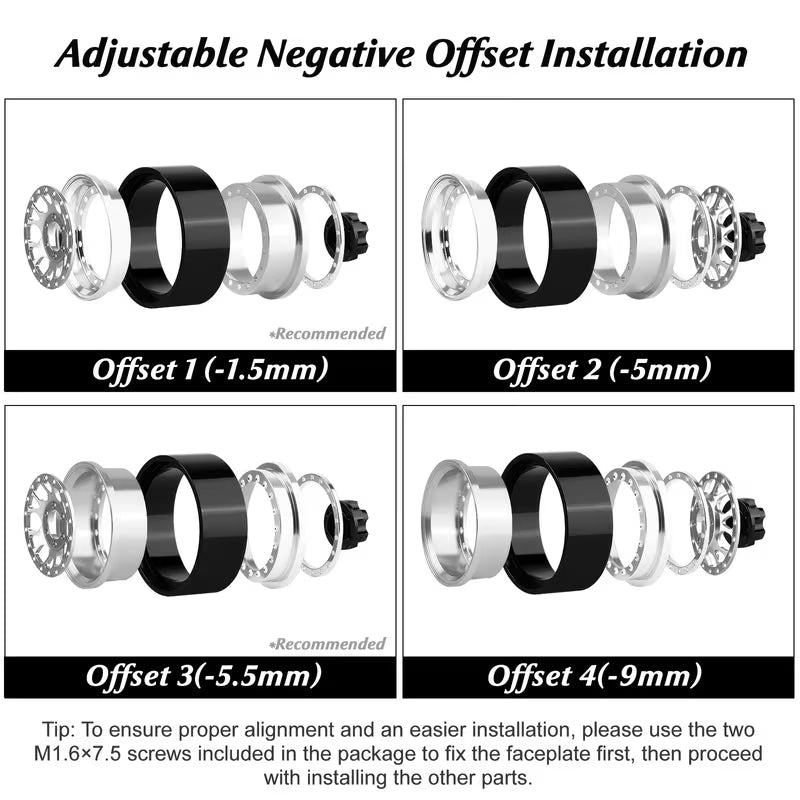 1.3″ Adjustable Offset Beadock Wheels for Micro Crawlers