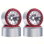 Silver/Red CNC Aluminium 1.9 Beadlock Rim (4pc)