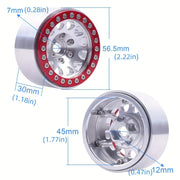 Silver/Red CNC Aluminium 1.9 Beadlock Rim (4pc)
