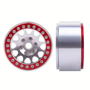 Silver/Red CNC Aluminium 1.9 Beadlock Rim (4pc)