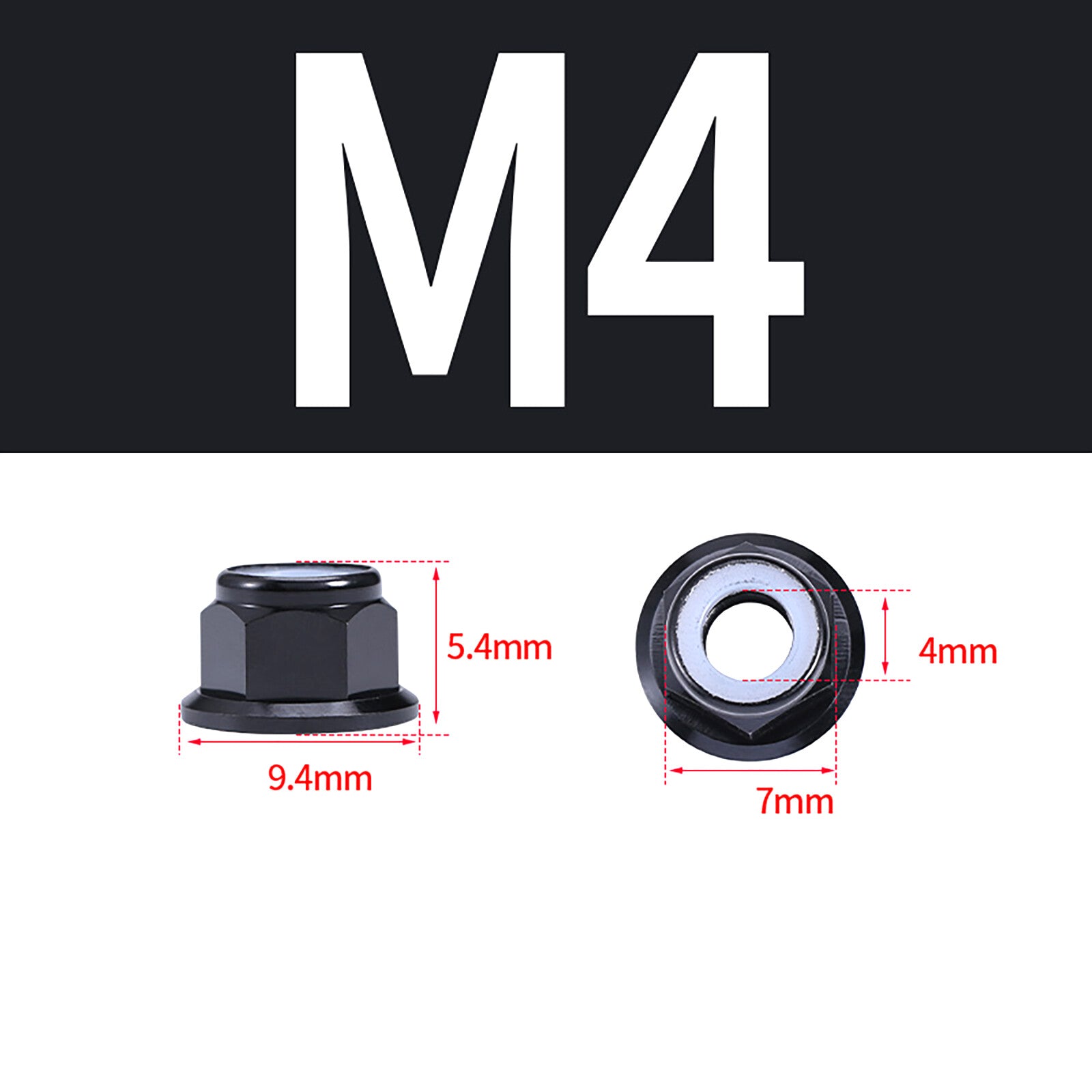 M4 Wheel Nut with Flange (4pc)