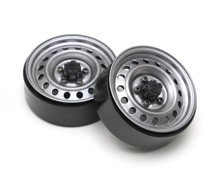 1.9" Narrow 16-Hole 5-Lug Classic Steelie Reversible Beadlock Wheels (Front) w/ XT504 Hub (2) Gun Metal