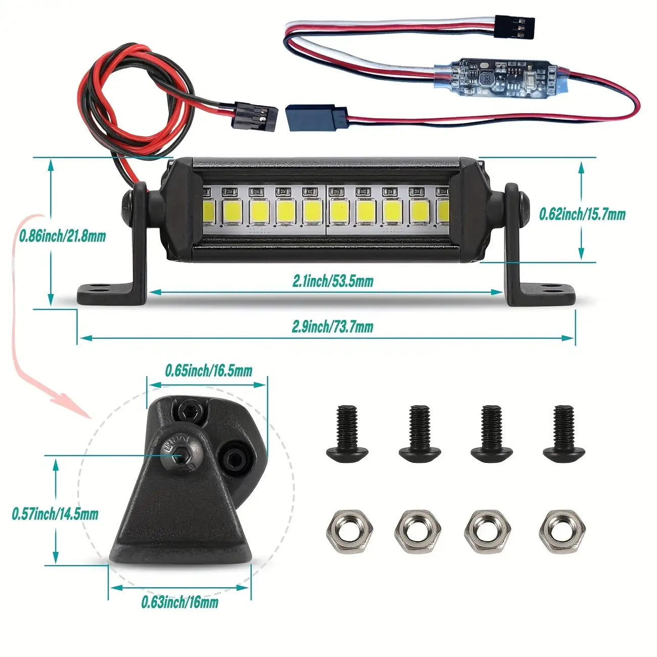 LED Lightbar for RC Crawler (55mm) with Controller