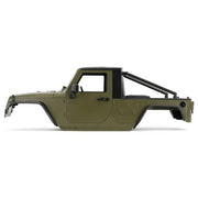 Jeep Wrangler Pickup Hard Body for SCX10, SCX10 ii (313mm Wheelbase) - Army Green - Six33 RC