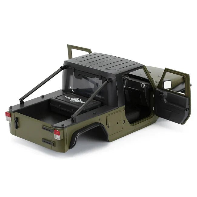 Jeep Wrangler Pickup Hard Body for SCX10, SCX10 ii (313mm Wheelbase) - Army Green - Six33 RC