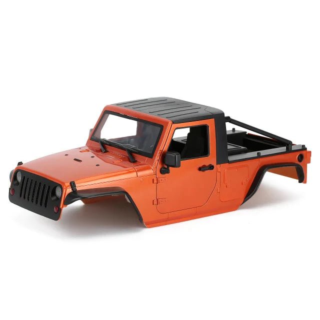 Jeep Wrangler Pickup Hard Body for SCX10, SCX10 ii (313mm Wheelbase) - Orange - Six33 RC