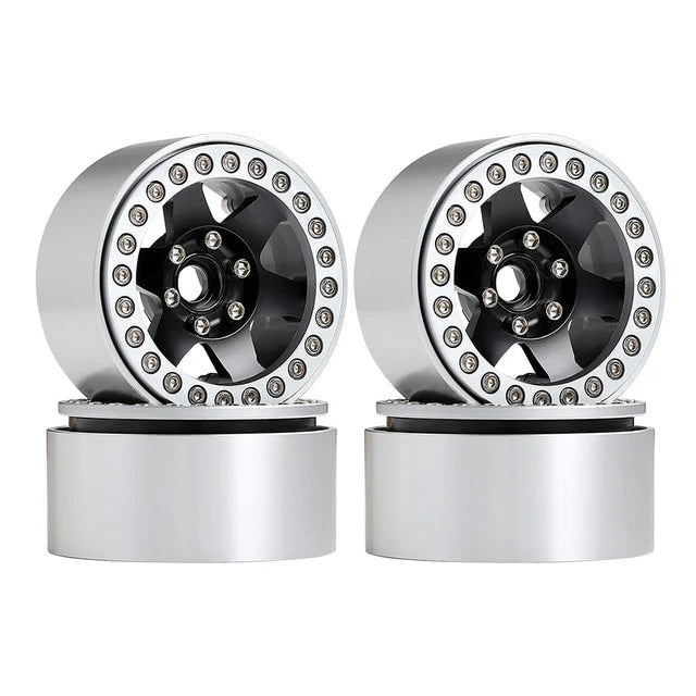 INJORA 4PCS 1.9" 6-Spokes CNC Aluminum Beadlock Wheel Rims For 1/10 RC Crawler (W1947)