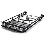 Steel Roof Rack with LED Spots & Tyre Carrier for 1/10 RC Crawler