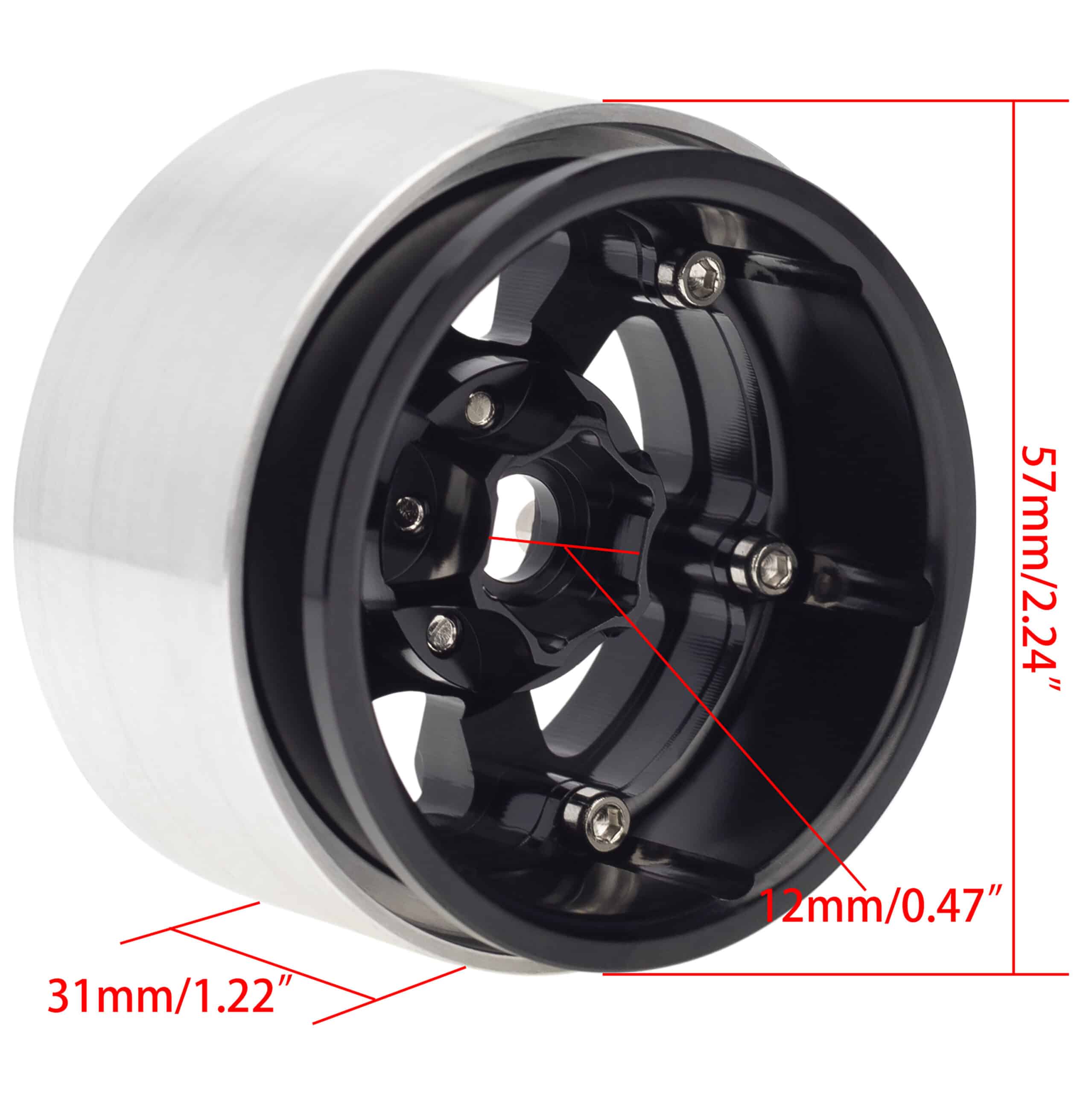 1.9" Black Alloy 6 Spoke Beadlock Wheels (4)