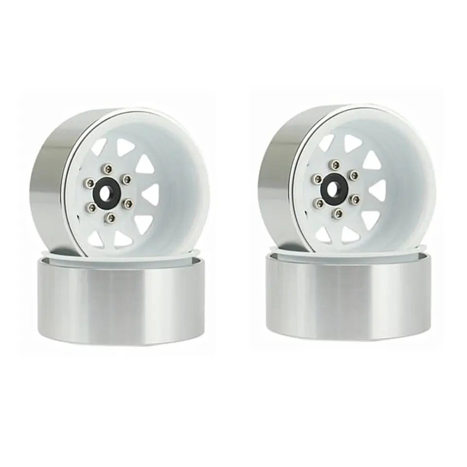 1.9" White Steel Deep Dish Beadlock Wheels (4)