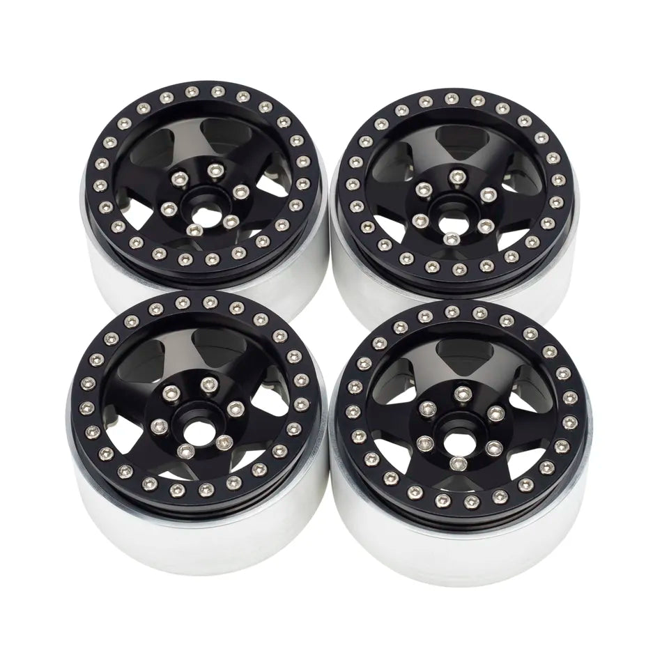 1.9" Black Alloy Star Beadlock Wheels - Black (4)