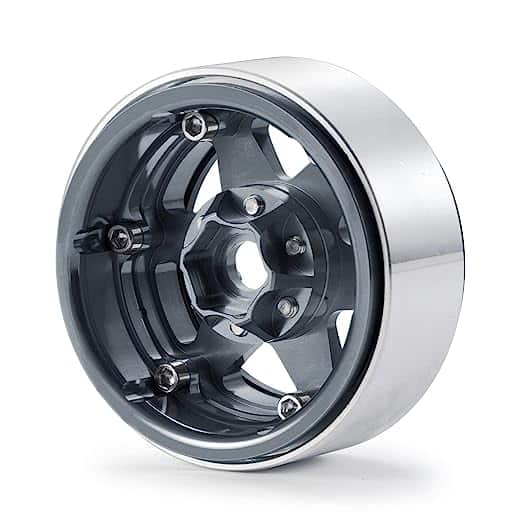 1.9" Silver and Black Alloy Star Beadlock Wheels (4)