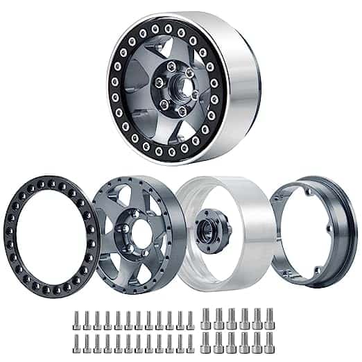 1.9" Black Alloy Star Beadlock Wheels - Black (4)