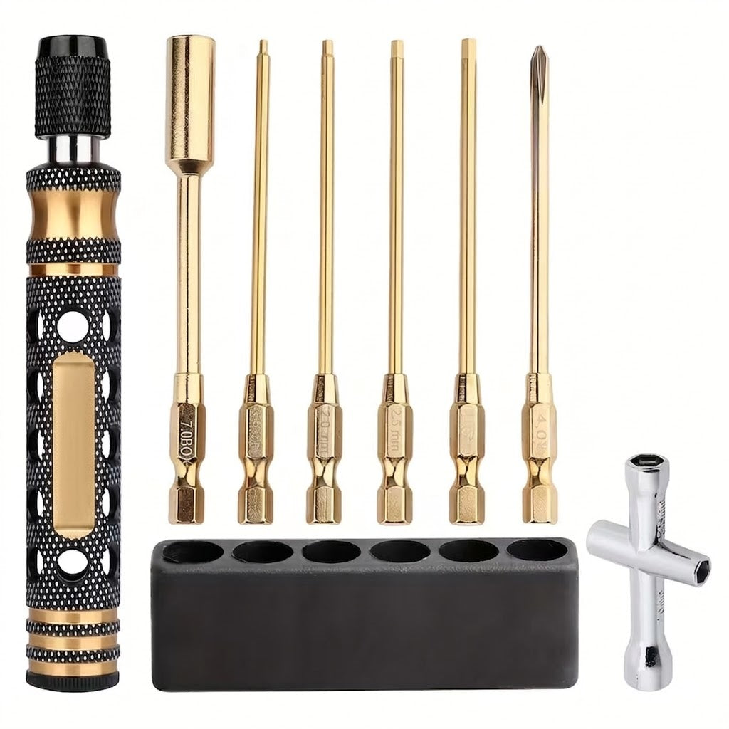 6 in 1 RC Hex Driver Screwdriver Set-1.5mm 2.0mm 2.5mm 3.0mm & Hex Nut Driver & Phillips Bit and Wheel Wrench