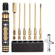 6 in 1 RC Hex Driver Screwdriver Set-1.5mm 2.0mm 2.5mm 3.0mm & Hex Nut Driver & Phillips Bit and Wheel Wrench